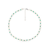 Tinos Necklace- Chunky Freshwater Pearl and Malachite