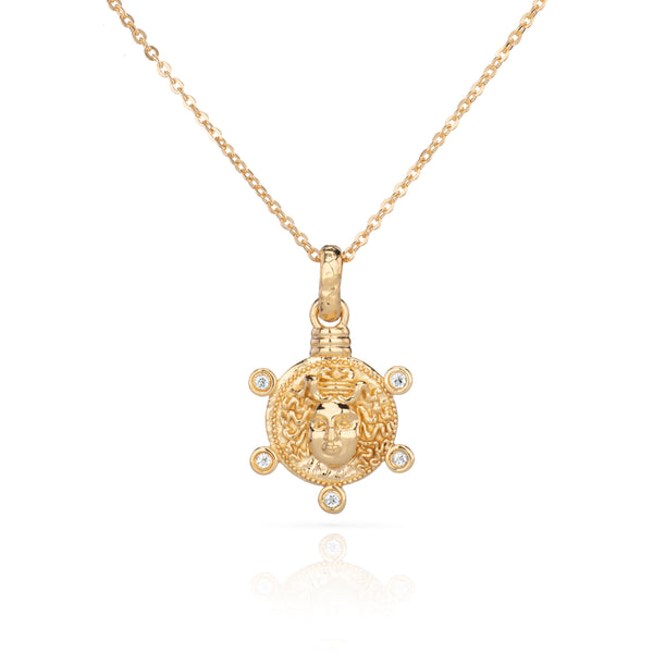 Medusa Medallion Coin Necklace - Gold