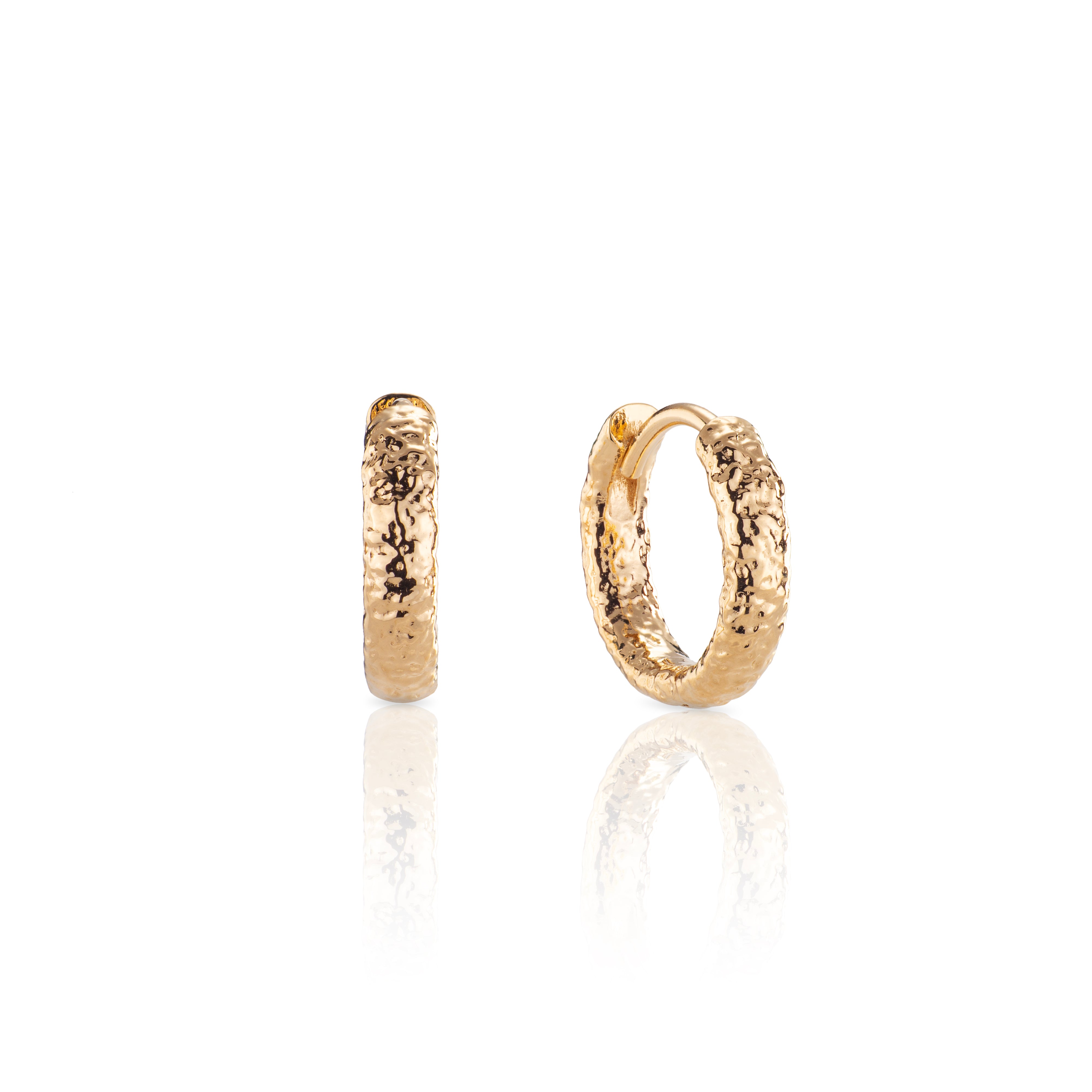 Artemis Hammered Hoop Earring - Gold - Aaria London