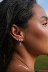 Skye Crystal Studded Hoops - Silver