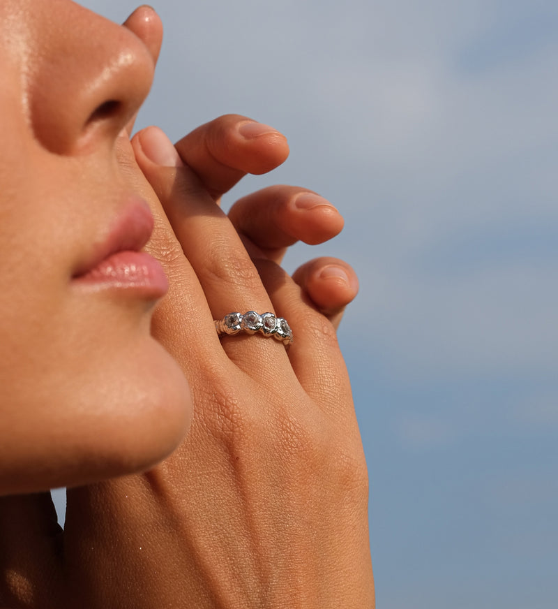 Juno Molten Hammered Topaz Ring - Silver