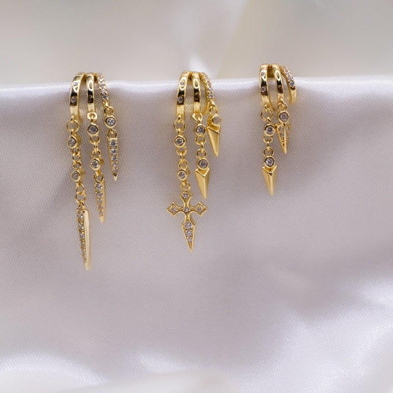 Aaria London Naxos Cross Earring - Gold Earrings