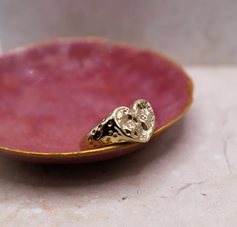 Heart Signet Ring- Gold