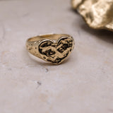 Heart Signet Ring - Silver