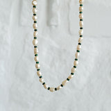 Tinos Necklace- Chunky Freshwater Pearl and Malachite