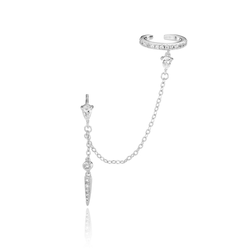 Rio Spike and Cuff Earring - Silver