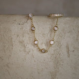 Crystal Chain Earring - Gold