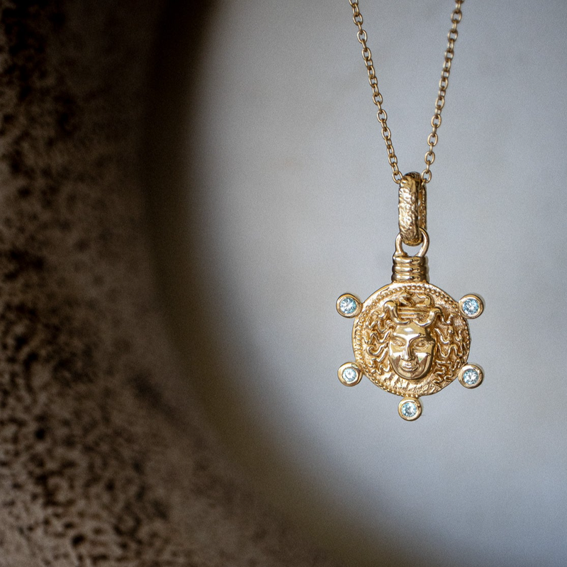 Medusa Medallion Coin Necklace - Gold