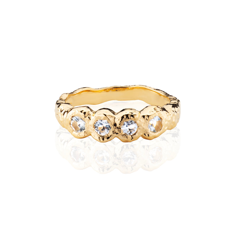 Juno Molten Hammered Topaz Ring - Gold