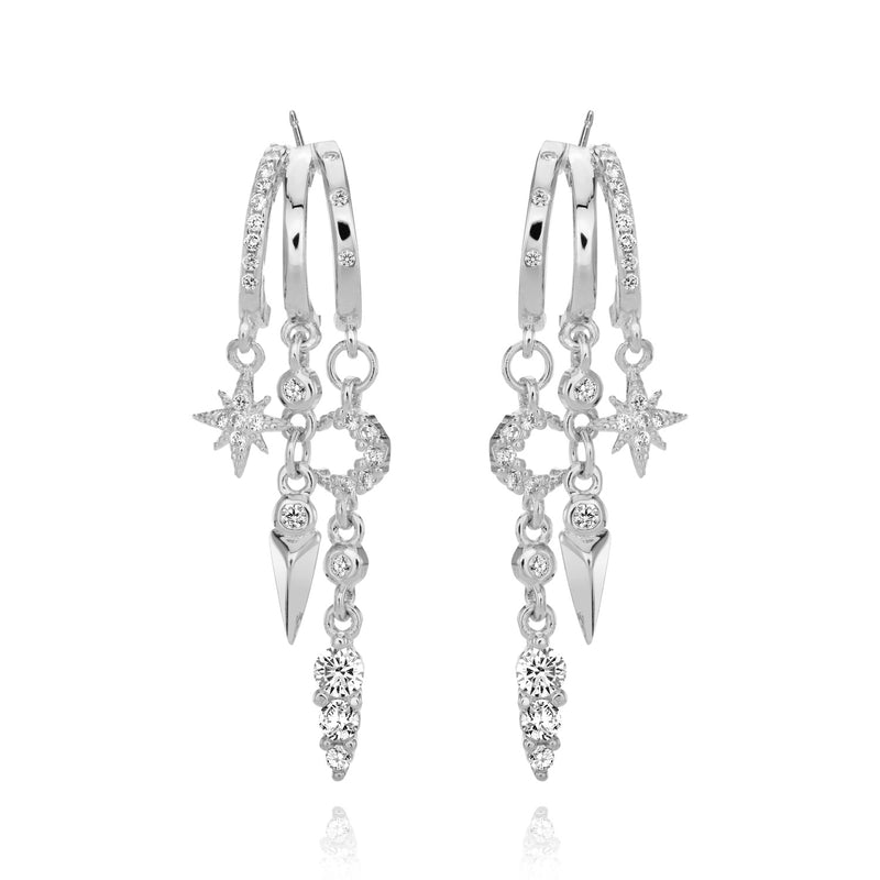 Nyx Stars and Moon Earrings- Silver