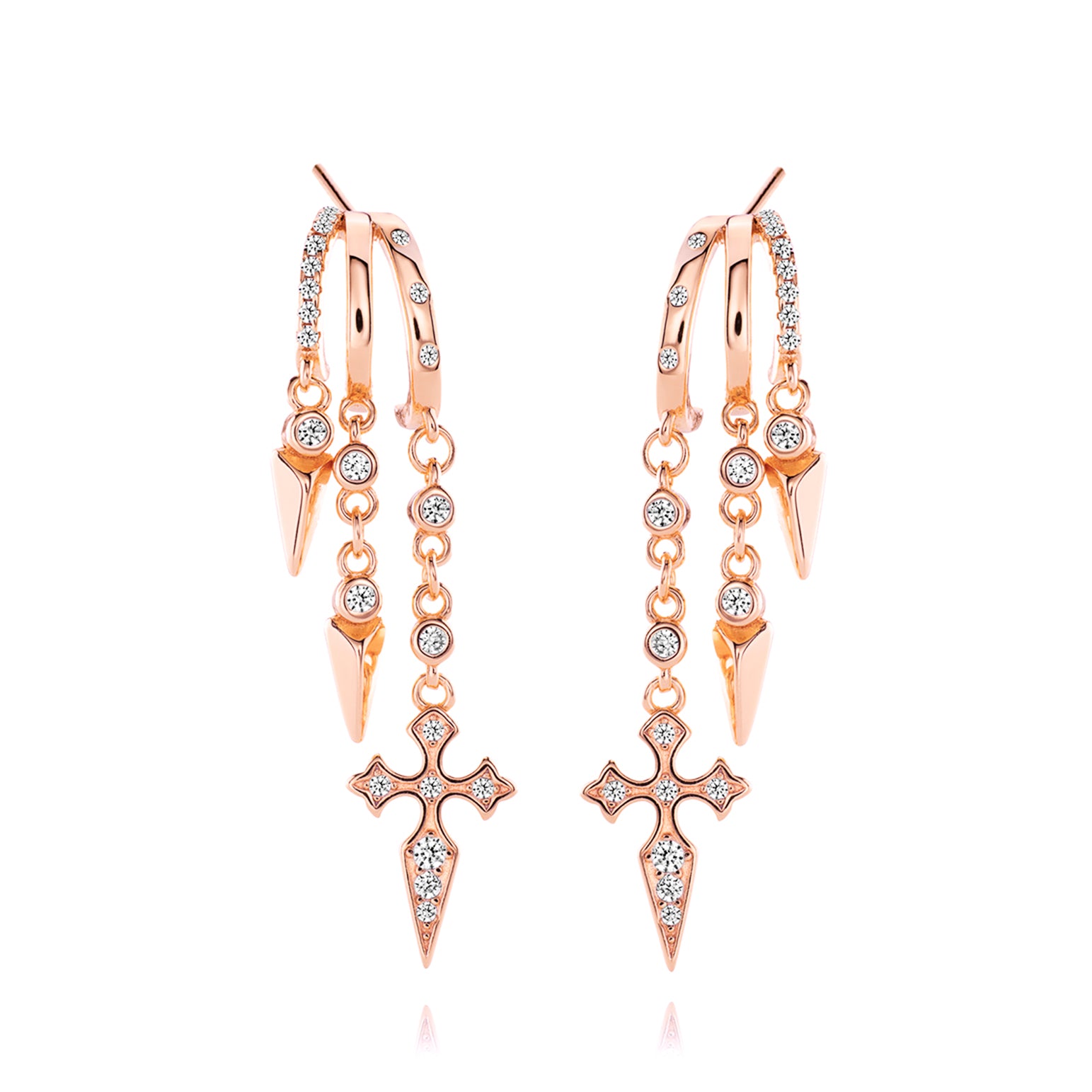 Naxos Cross Illusion Earrings - Solid Gold