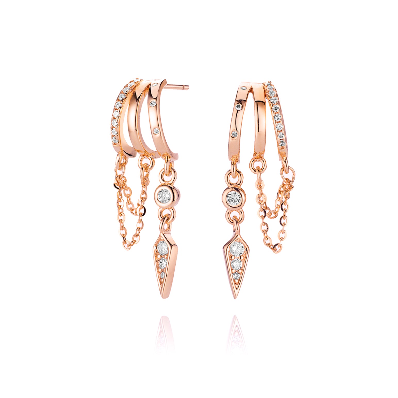 Palma Spike Charm Illusion Earrings - Solid Gold