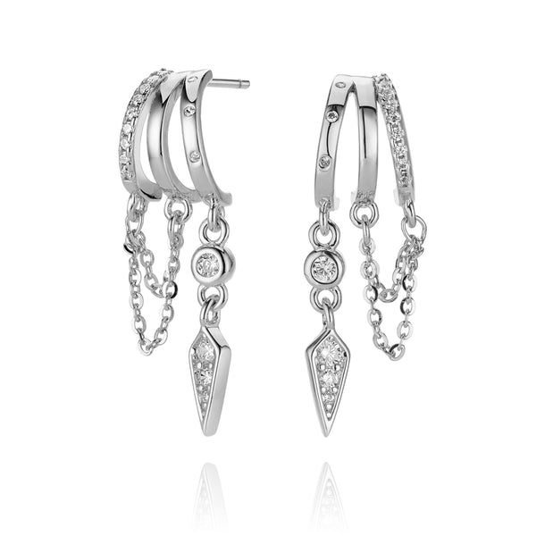 Palma Spike Charm Earring - Silver