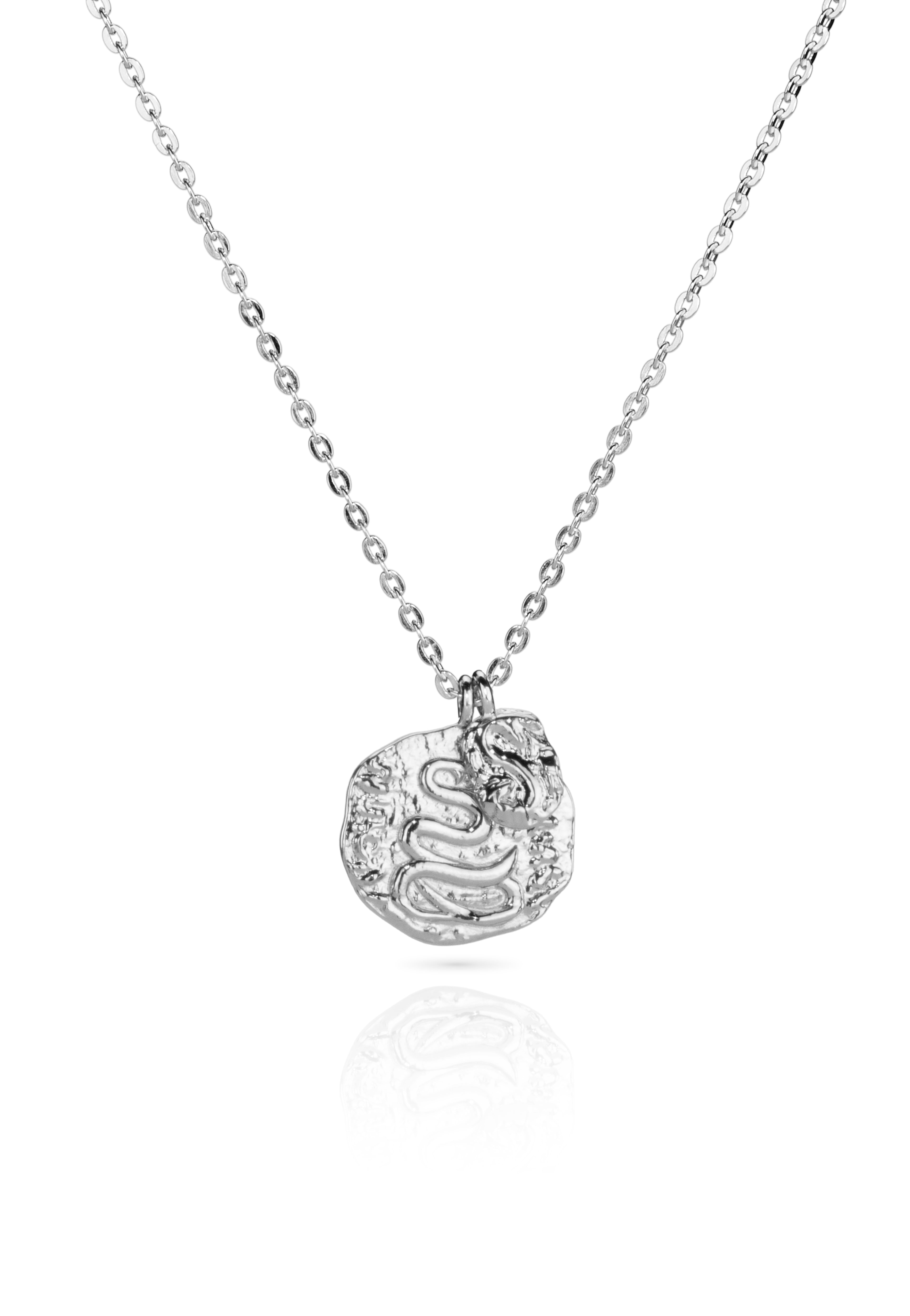 Snake Coin Necklace - Silver - Aaria London