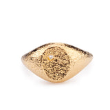 Uma Textured Diamond Signet Ring - Gold