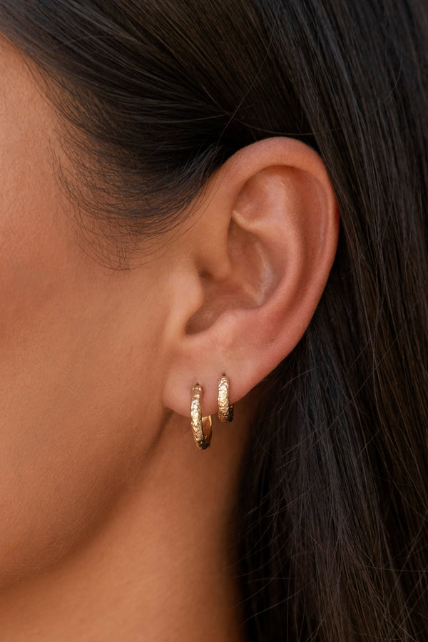 Artemis Hammered Hoop Earring - Gold