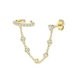 Crystal Chain Earring - Gold