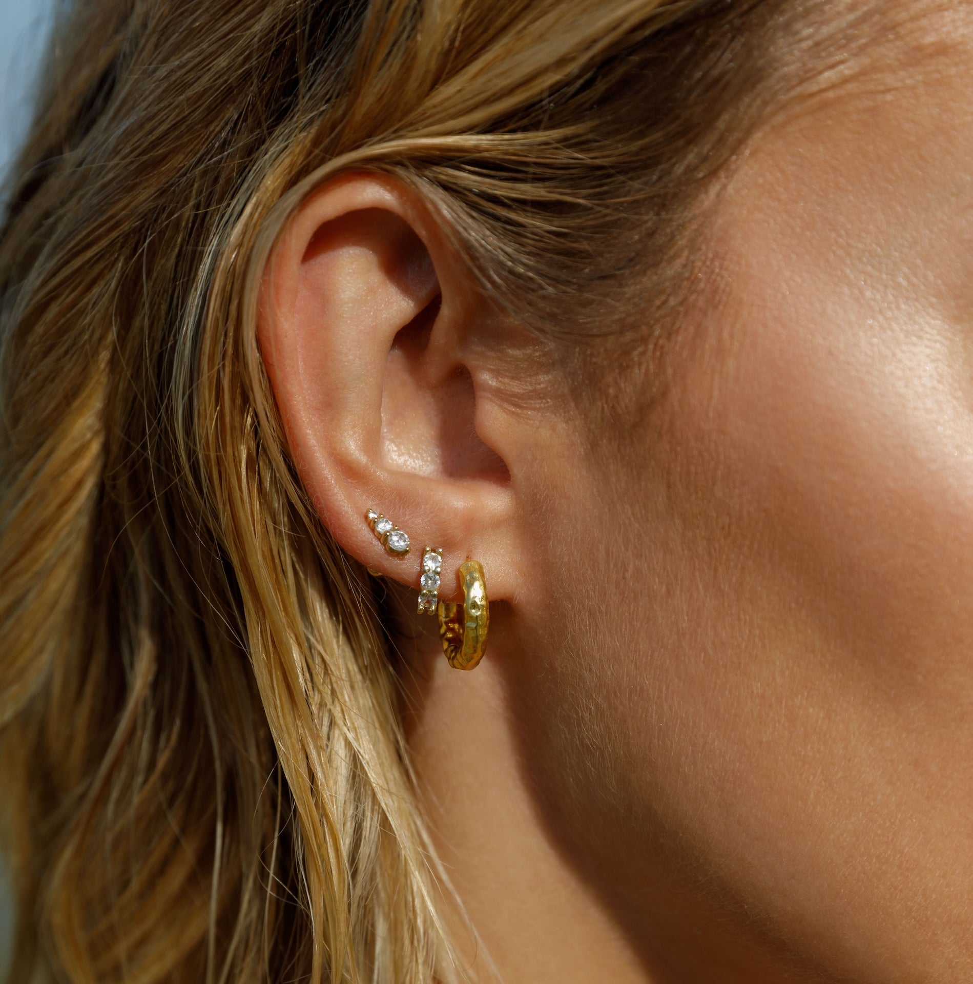 Maya Flatback Stud Earring - Solid Gold - Aaria London