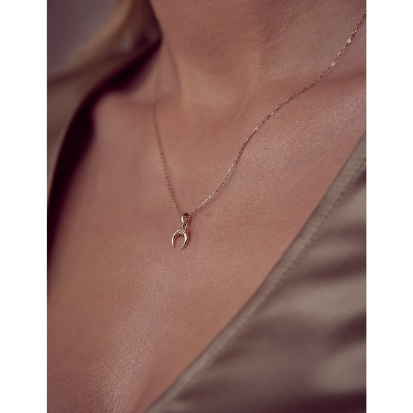 Aaria London Crescent Moon Necklace - Solid Gold Necklaces