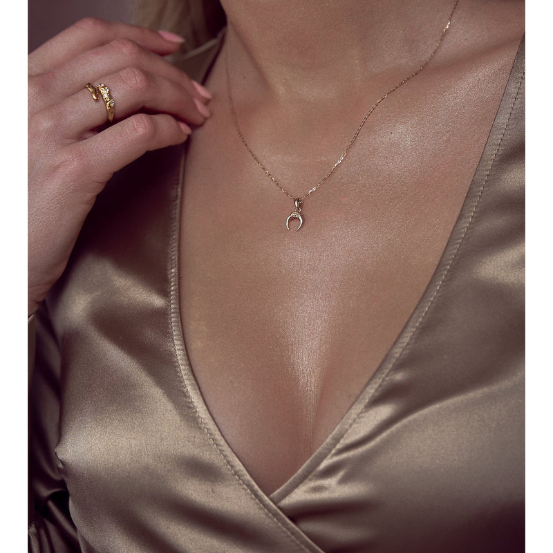 Aaria London Crescent Moon Necklace - Solid Gold Necklaces