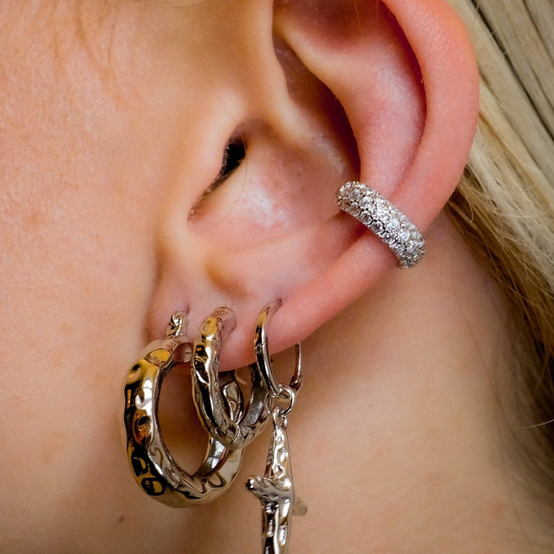 Aaria London Capri Crystal Cuff - Silver Earrings