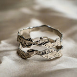 Aaria London Double Lava Ring - Silver Rings