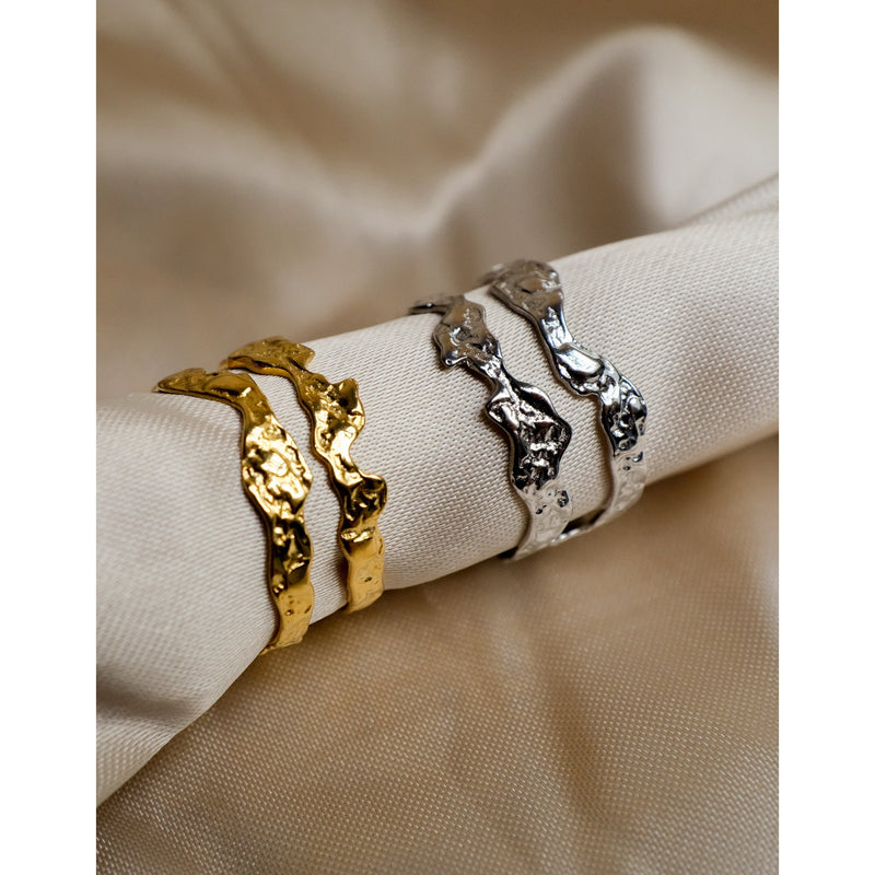 Aaria London Double Lava Ring- Gold Rings