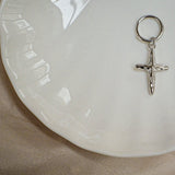 Aaria London Sacred Cross Huggie Earring- Silver Earrings