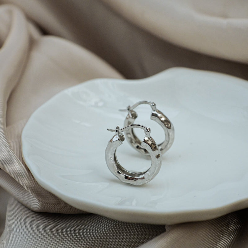 Aaria London Mini Chateau Hoops- Silver Earrings Default Title