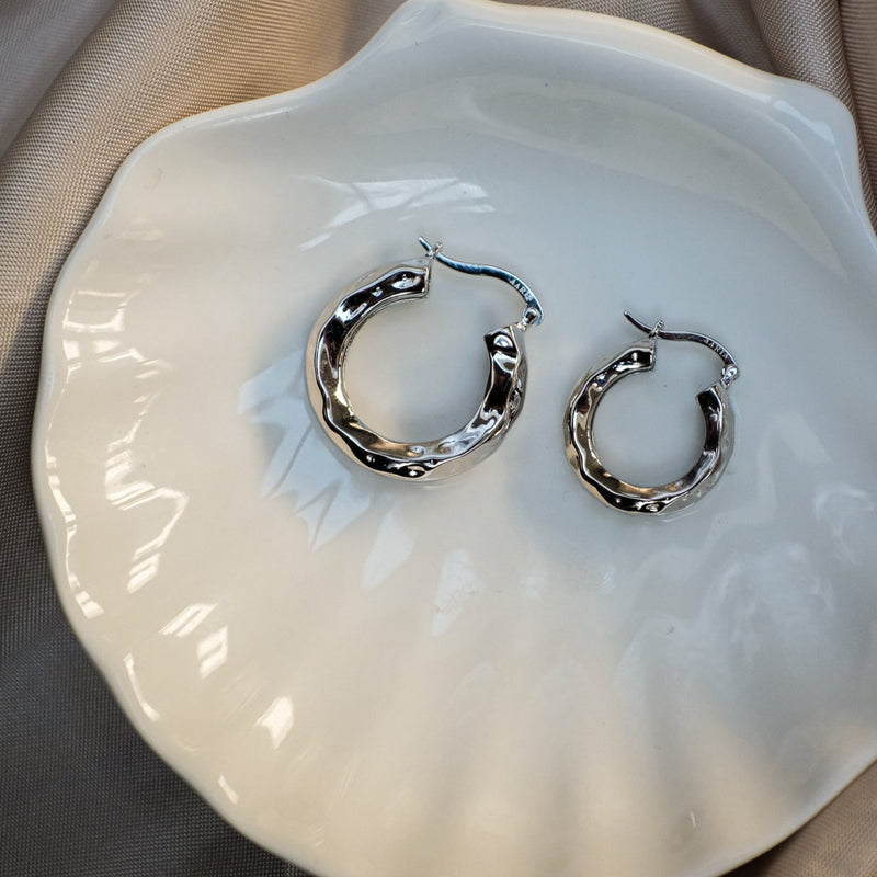 Aaria London Mini Chateau Hoops- Silver Earrings