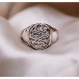 Aaria London Snake Signet Ring - Silver Rings 5