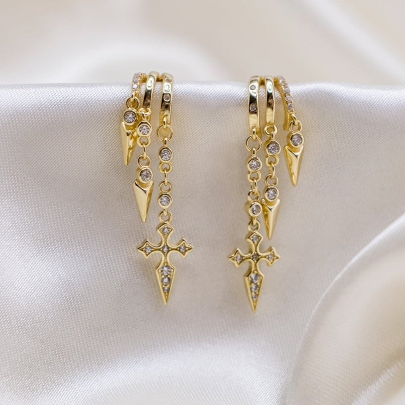 Aaria London Naxos Cross Earring - Gold Earrings