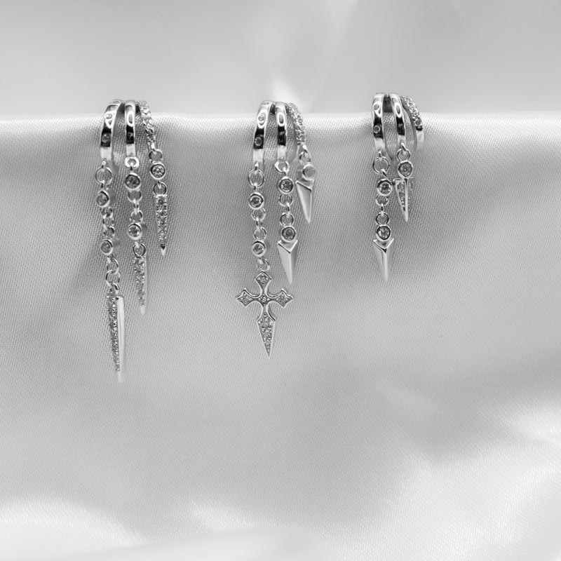 Aaria London Naxos Cross Earring - Silver Earrings