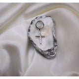 Aaria London Sacred Cross Huggie Earring- Silver Earrings