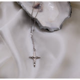 Aaria London Sacred Hammered Cross Necklace - Silver Necklaces