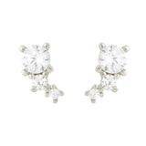 Aaria London Zoe Triple Crystal Stud Earrings- Silver Earrings