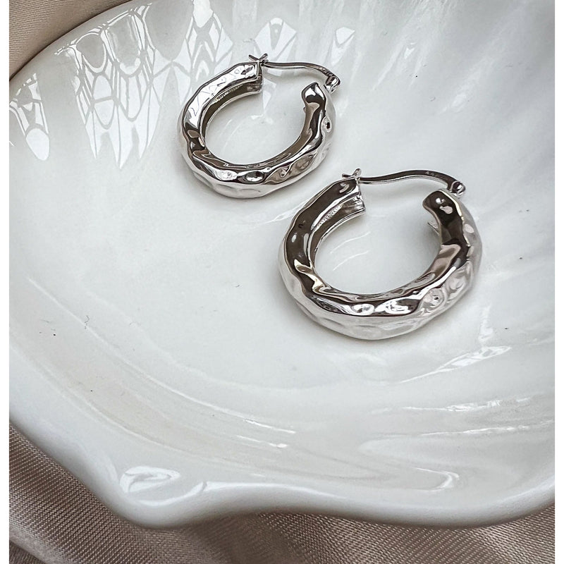 Aaria London Chateau Hoops - Silver Earrings