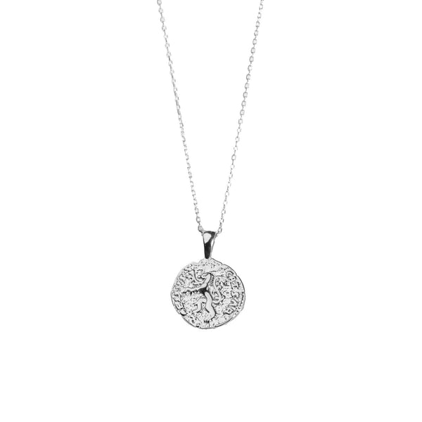 Aaria London Lion Coin Necklace - Silver Necklaces