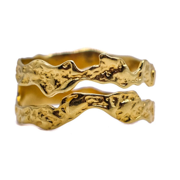 Aaria London Double Lava Ring- Gold Rings 6
