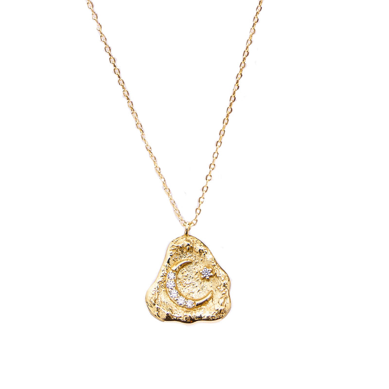 Aaria London Luna Crescent Moon Necklace - Gold Necklaces
