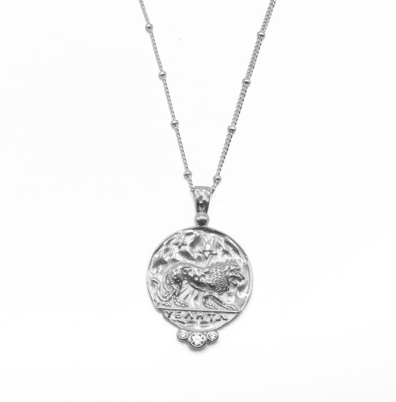 Clio Lion Necklace - Silver