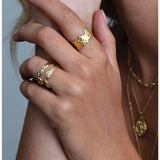 Aaria London Double Lava Ring- Gold Rings